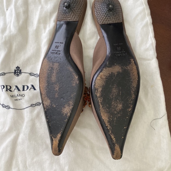 Prada | Crystal Satin Pointed Toe Mules - Picture 4 of 9